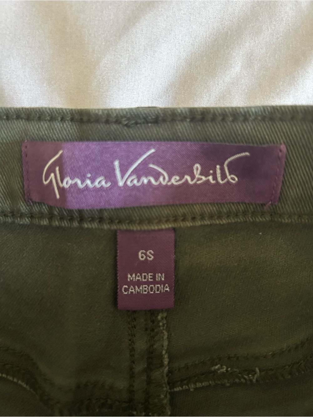 Gloria Vanderbilt Amanda Straight Leg Pants Olive Green Size 6S Short - Picture 4 of 5